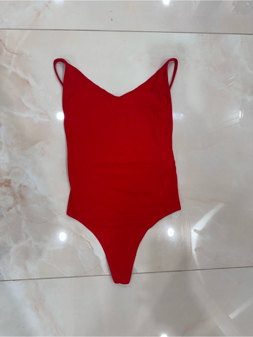TNA Red V-Neck Stretch Bodysuit